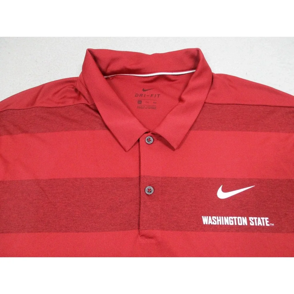 Nike Washington State Cougars Shirt Mens 2XL Red NCAA Football‎ Dri Fit Polo